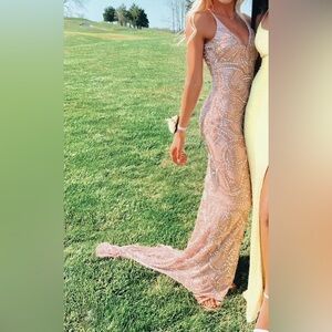 Champaign gold sparkly prom dress. Altered to fit size 2.